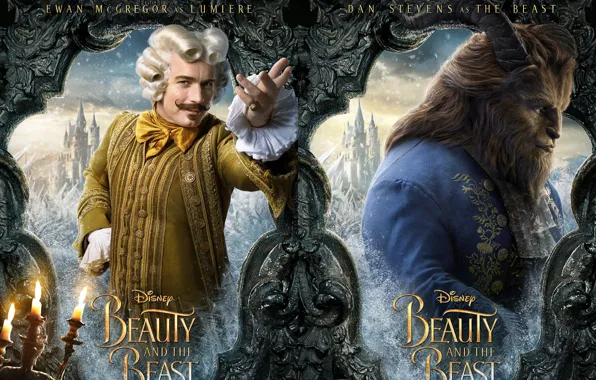Monster, lion, man, animal, castle, Beauty and the Beast, goat, horn