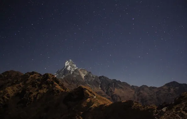 Picture the sky, mountains, night, nature, rocks, stars, Nepal, Nepal
