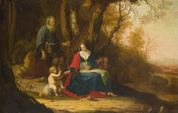 Picture oil, picture, canvas, mythology, Rest on the flight into Egypt, Paulus van Vianen II