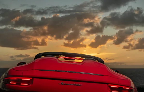 Clouds, red, ass, 911, Porsche, Speedster, 991, 2019