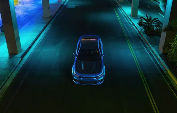 Auto, Blue, Machine, Dodge, Car, Car, Render, The view from the top