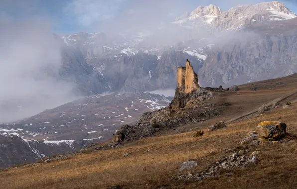 Picture North Ossetia, Nadezhda Demkina, the village of Tsmiti, Kurtatinsky Gorge, Ancient watchtowers