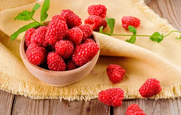 Raspberry, table, berry, Cup, red, tablecloth, closeup