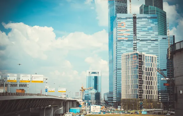 City, light, summer, sky, deep, beautiful, view, skyscraper