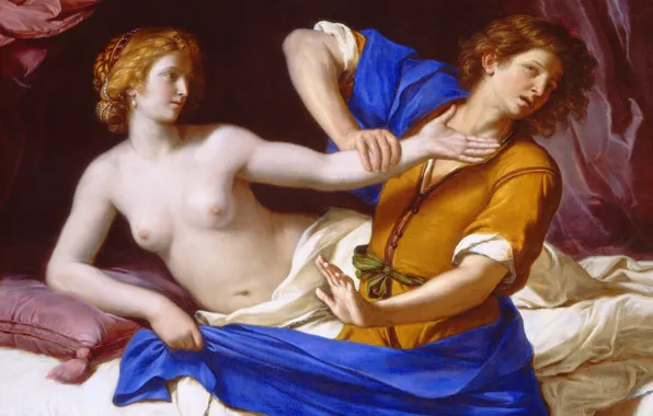 Picture Girl, Chest, Picture, Guy, Two, Giovanni Francesco Barbieri, Joseph and Potiphar's wife, Giovanni Francesco Barbieri