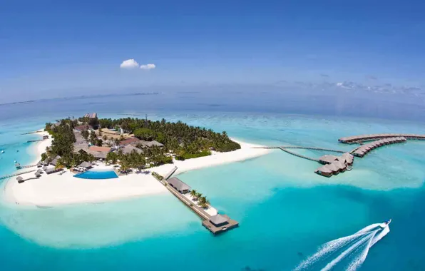 The ocean, island, The Maldives, resort