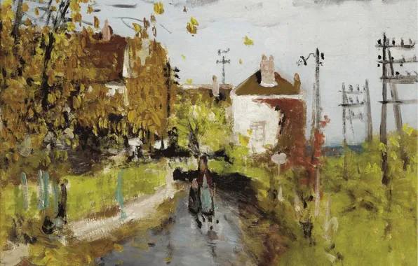 Landscape, picture, Pierre Eugène Montesin, Pierre-Eugene Montezin, Sandy Road after the Rain