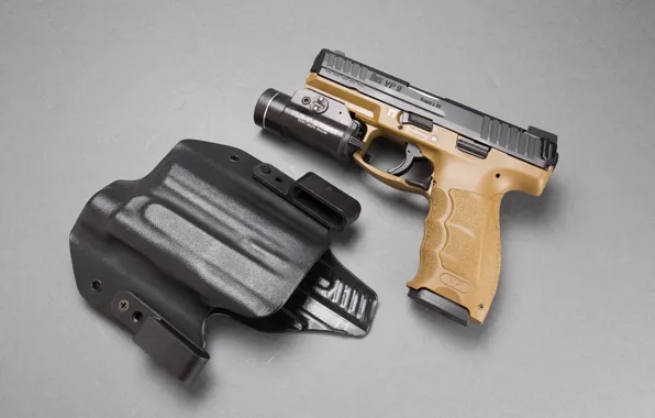 Background, flashlight, Heckler &amp; Koch, self-loading pistol, 9 mm, VP9