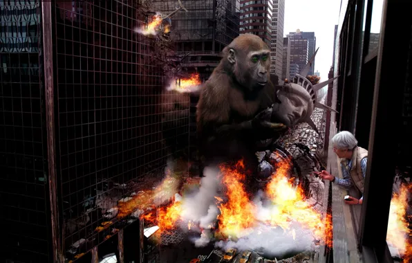 The city, destruction, monkey, 157