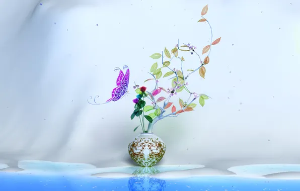 Picture foliage, vase, Babochka, Grand Waltz brilliant
