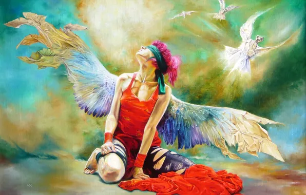 Girl, wings, angel, Vladimir Kuklinski