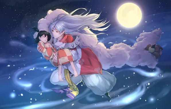 The moon, the demon, girl, Rin, Inuyasha, Inuyasha, Seshoumaru
