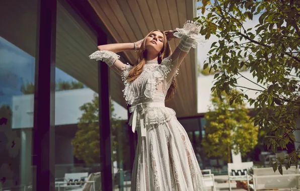 Picture girl, the sun, pose, figure, dress, beauty, Josephine Skriver