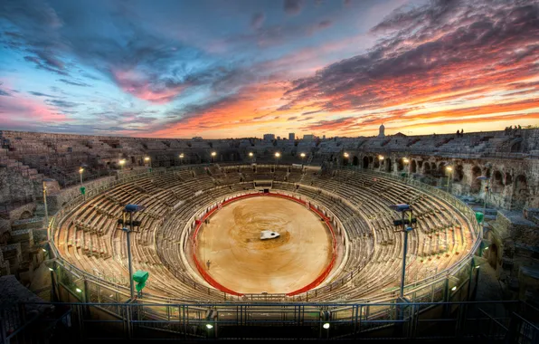 Italy, Rome, Roman, Gladiator Arena at Sunset