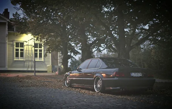Autumn, lights, tuning, bmw, BMW, 740, stance, E38