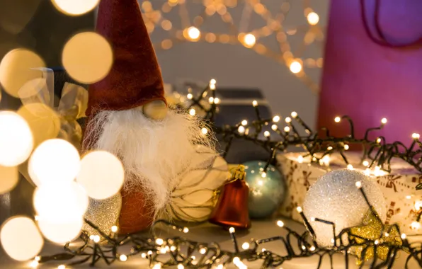 Balls, light, lights, toy, toys, Christmas, New year, beard