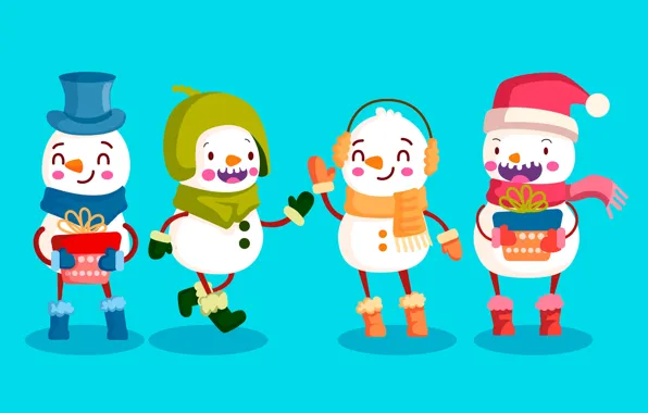 Graphics, hat, headphones, Christmas, New year, snowmen, snowman, cap