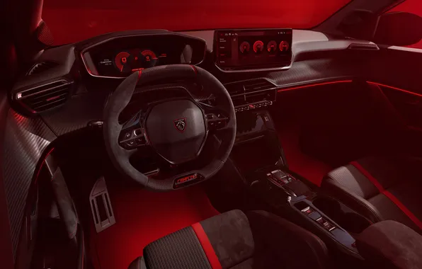 Peugeot, Peugeot, the interior of the car, electric car, 2025, hot hatch, Peugeot E-208 GTi