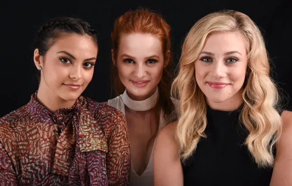Picture smile, girls, brunette, blonde, three, red, three, Riverdale
