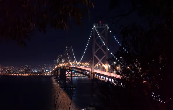 City, Landscape, Bay Bridge, Architecture, San-Francisco, West, Nigth, Scape