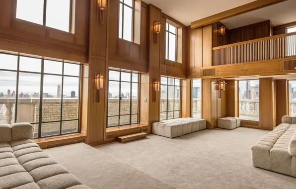 Wallpaper design, style, interior, New York, megapolis, NYC, spacious ...