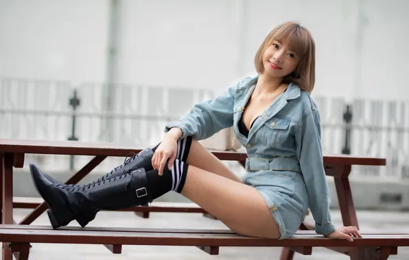 Look, smile, legs, Asian, boots