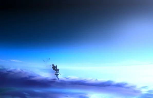 The sky, girl, clouds, anime, touhou, shameimaru aya