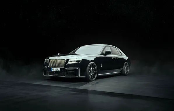 Picture rolls royce, ghost, dark background, spofec, black badge