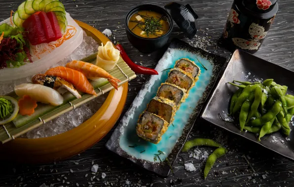 Sushi, rolls, seafood, cuts