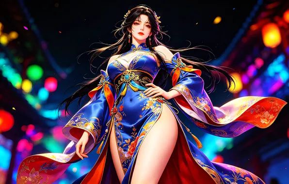 Picture girl, woman, art, brunette, asian, ai art