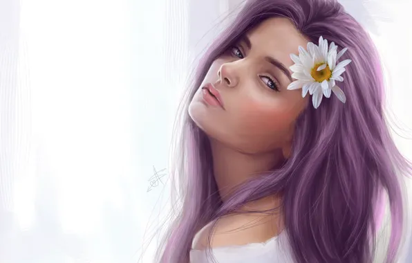 Flower, girl, hair, Daisy, art, everyday