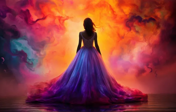 Girl, light, fog, fire, flame, romance, smoke, divorce