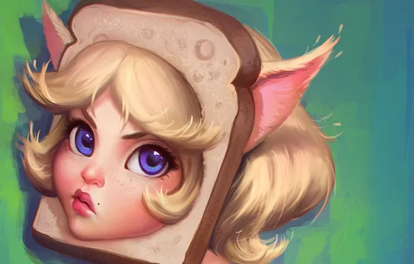 Picture eyes, look, girl, face, art, bread, ears