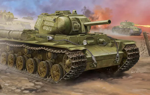 Weapons, tank, Soviet, KV-8S