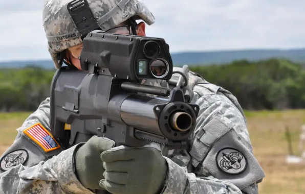 Picture USA, soldier, big, pearls, Semi-Automatic Airburst System, XM25, 25 mm amunition