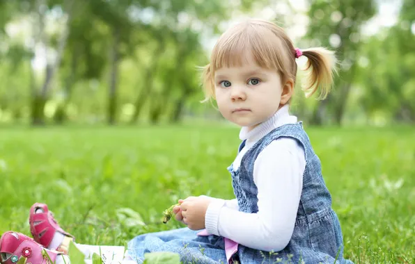 Trees, children, childhood, style, Park, child, garden, blonde