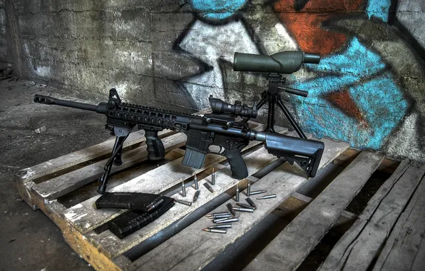 Weapons, cartridges, rifle, assault, pallets