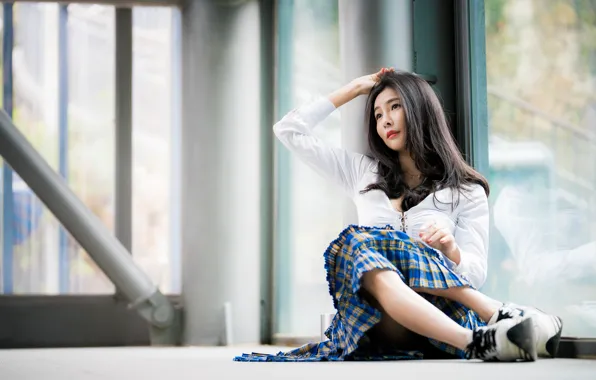 Girl, Asian, cutie, bokeh