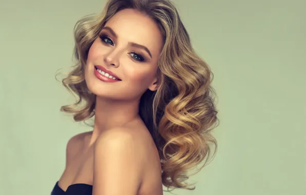 Girl, face, smile, makeup, curls, model, edwardderule