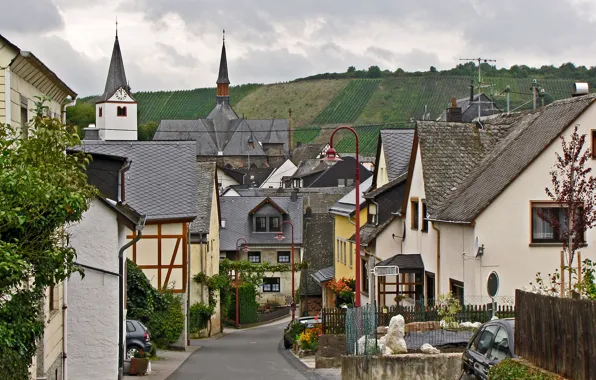 Picture the sky, field, home, Germany, hill, town, street, Veldenz