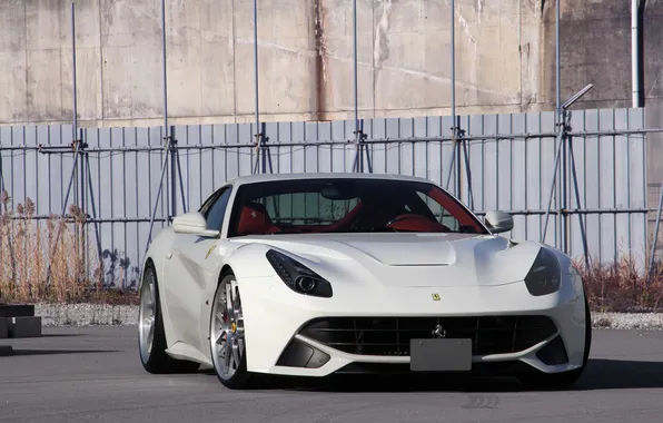 White, the fence, Ferrari, white, Ferrari, Berlinetta, F12 berlinetta
