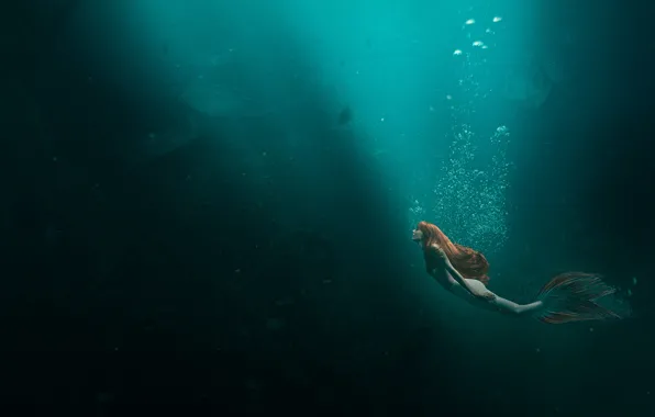 Sea, girl, mermaid, jellyfish, redhead