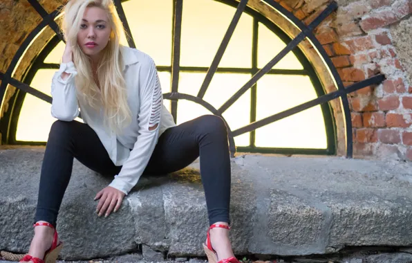 Picture blonde, look, girl, pose