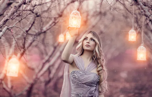 Girl, lanterns, Alessandro Di Cicco, Magic Lanterns
