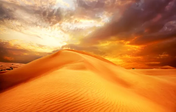 Sand, the sky, clouds, landscape, nature, desert, dunes, sunrise