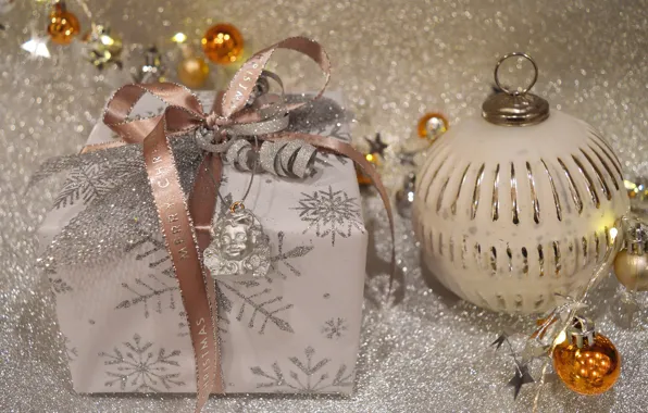 Balls, lights, holiday, box, gift, Shine, ball, ball