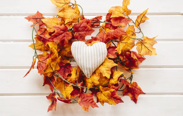 Picture autumn, leaves, love, background, tree, heart, colorful, love