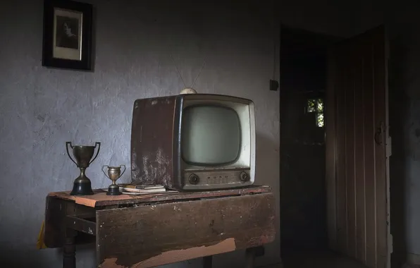 Table, background, TV