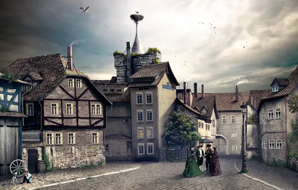 The city, Germany, vintage, Dig Langensalza