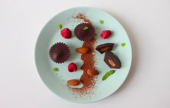 Candy, mint, dessert, almonds, cocoa, chocolate